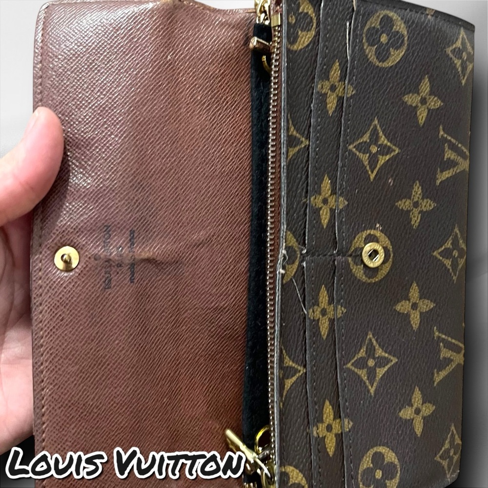 Louis Vuitton Brown and Gold Wallet with off brand Chain - Picture 8 of 17